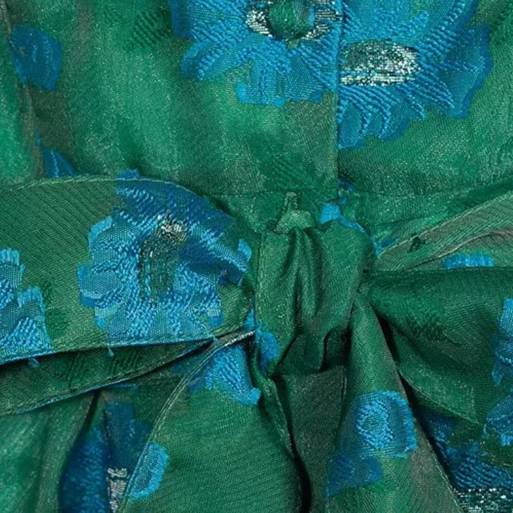 Green Floral Maxi Dress with Tie Waist - Picture 7 of 9